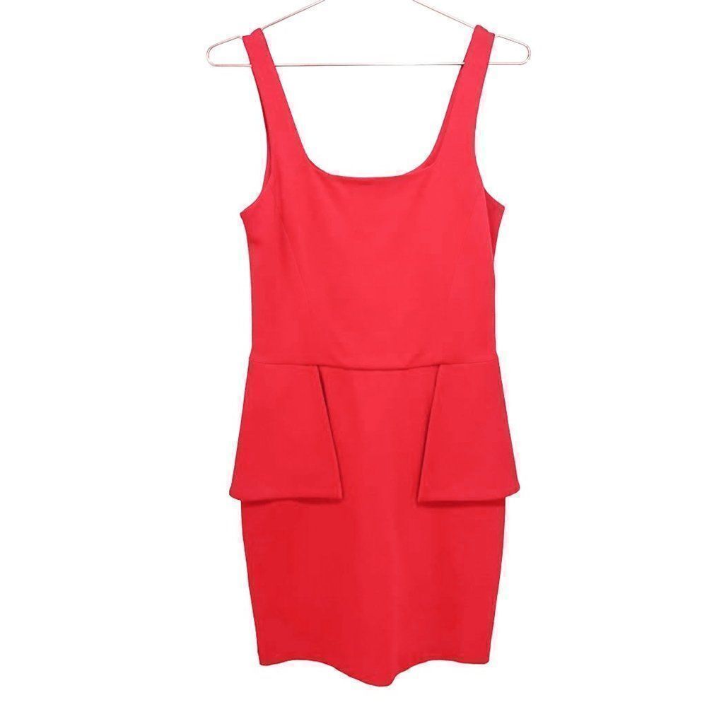 NWT CUT25 by Yigal Azrouel Red Peplum Ponte Knit Tank Dress Retail $385 - Picture 3 of 10